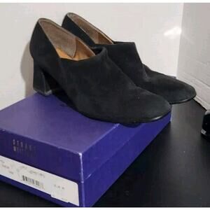 Stuart Weitzman Pumps Womens 6 B Black Suede Block Heel Square Toe Heels Classy